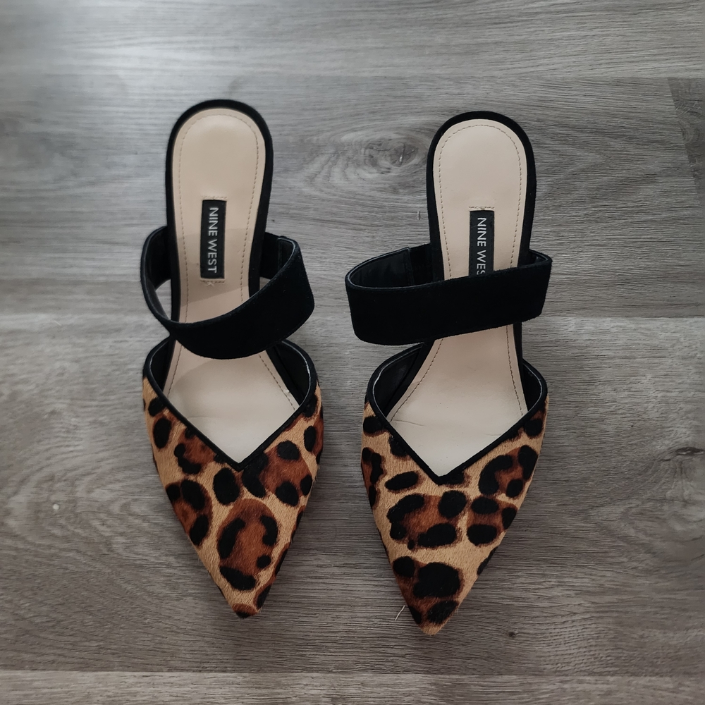 Nine West Leopard and Black Heels